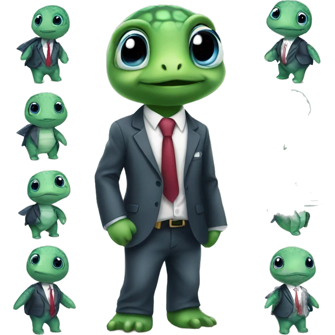 Baby sea turtle wearing a suit and tie  emoji