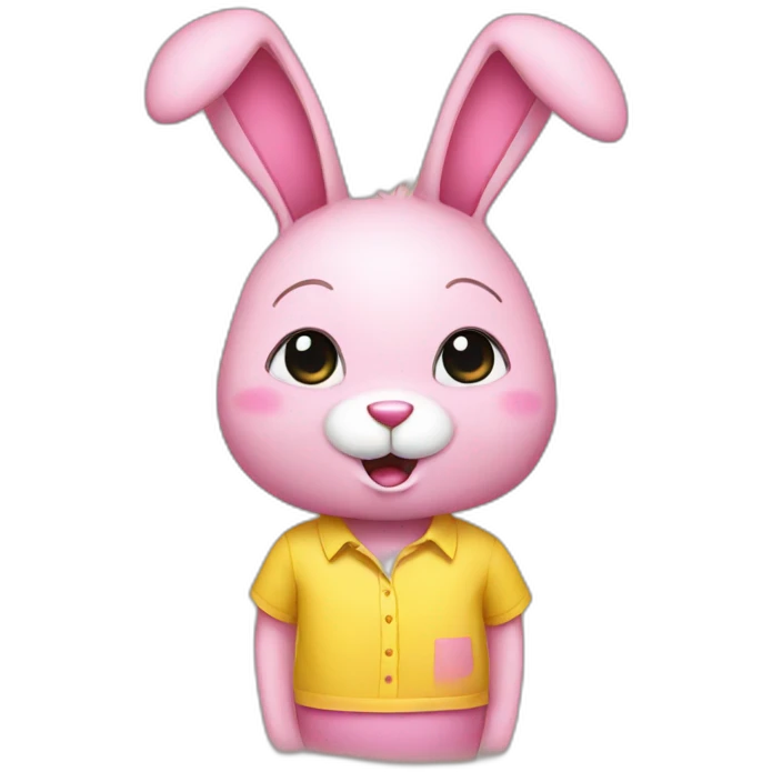 Pink rabbit wearing yellow shirt emoji