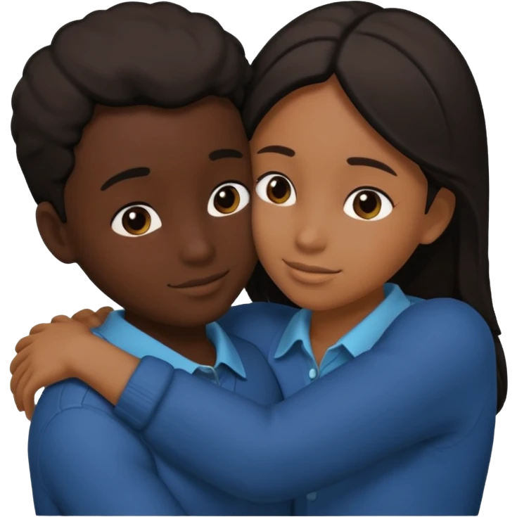 Two people hugging. They are facing each other. Silhouette only.  emoji