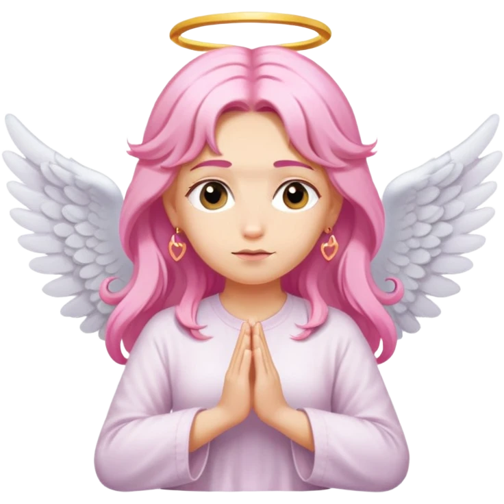 Blonde woman angel with long hair meditating with pink hair clips emoji