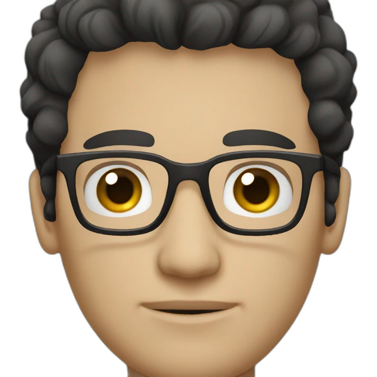 white hispanic guy with black hair, glasses, thin emoji