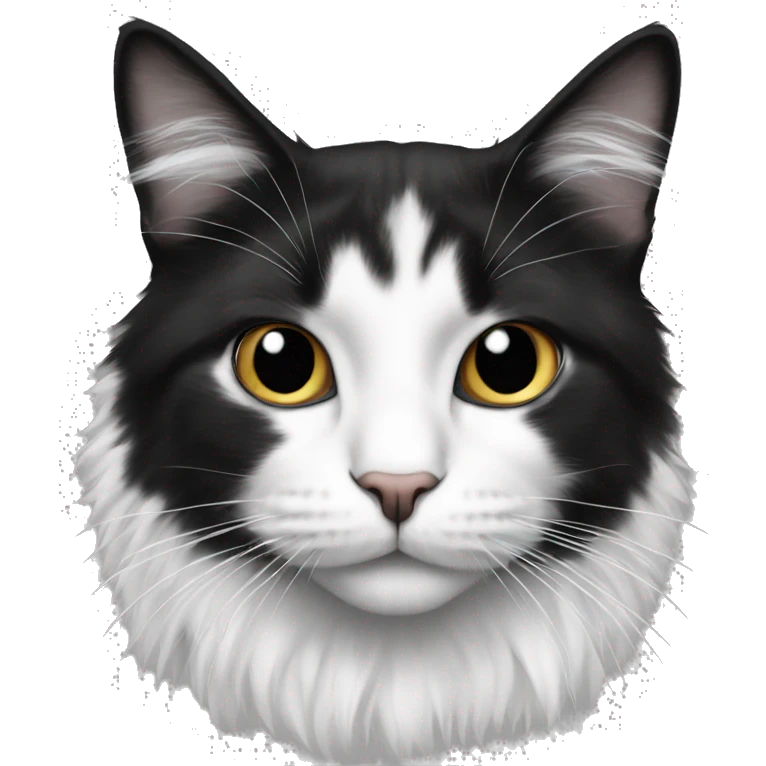 black and white cat long haired emoji