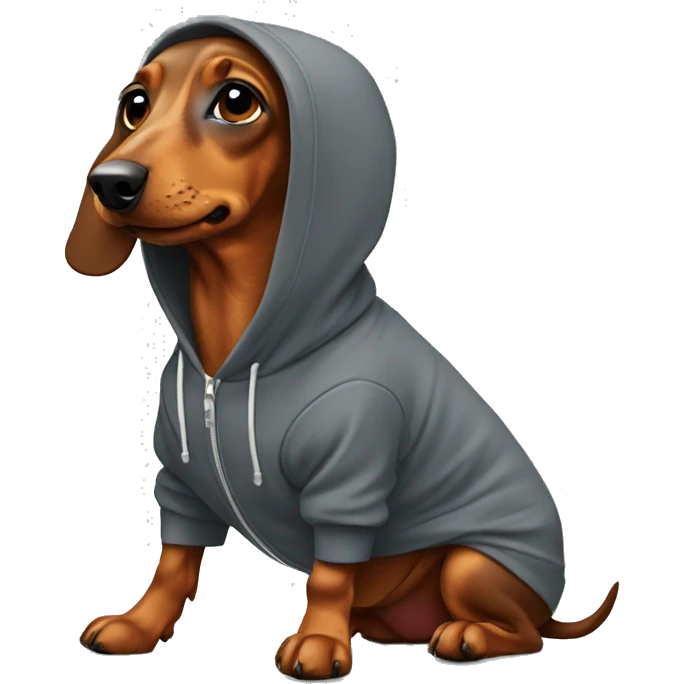 Dachshund wearing hoodie emoji