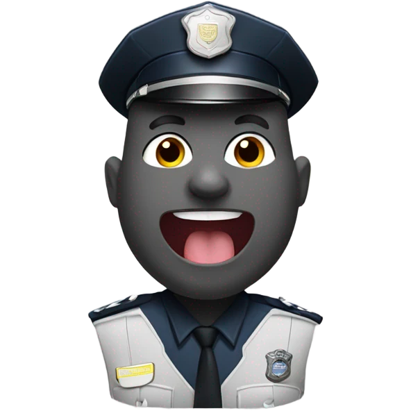 bald police officer sticking tongue out portrait emoji