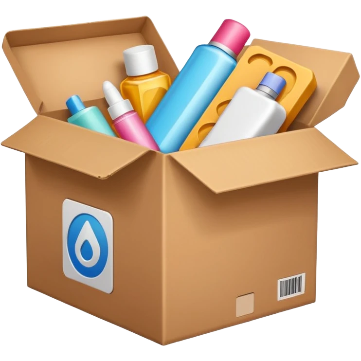 box with beauty products label and a reload icon in right upper corner emoji