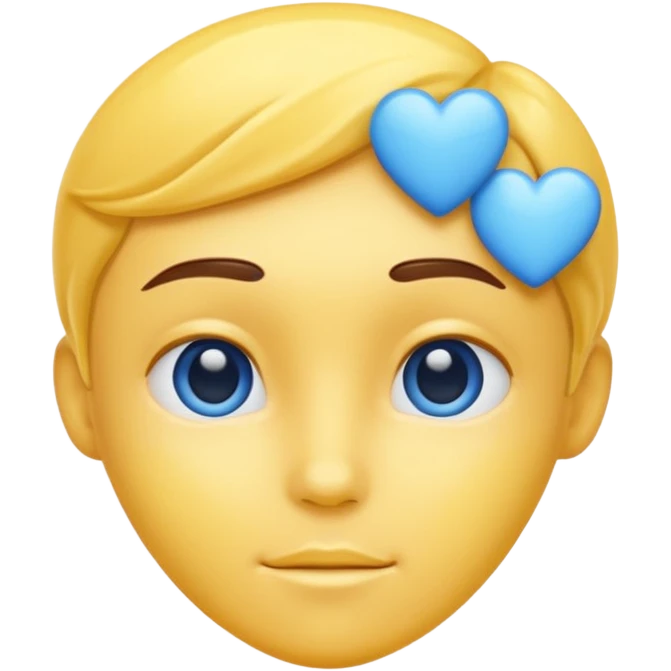Head yellox of love with blue hearts emoji