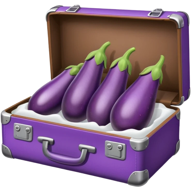 Three eggplants and white paint in a suitcase  emoji