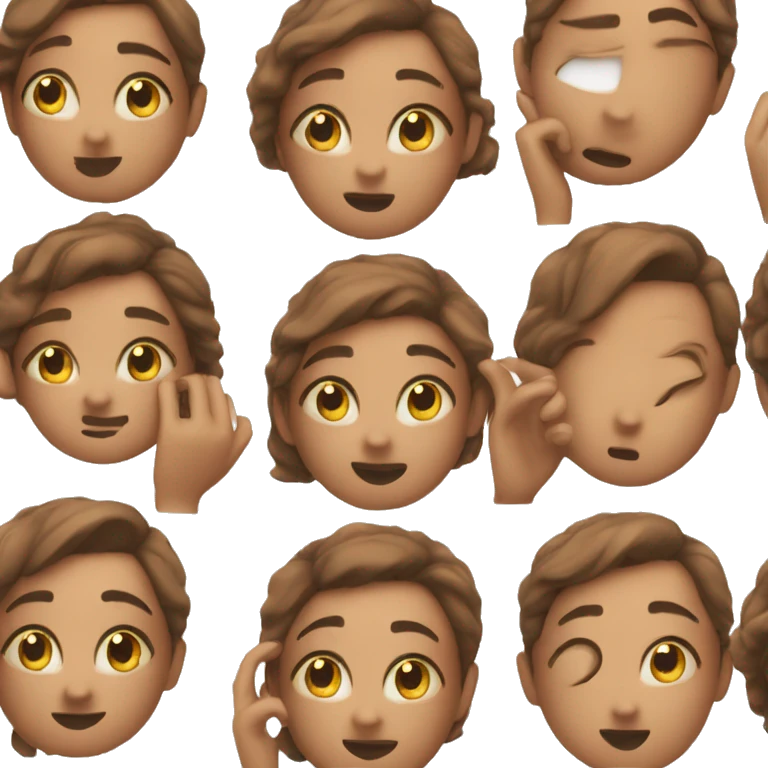 Relaxed blushing face with think emoji hand placement  emoji