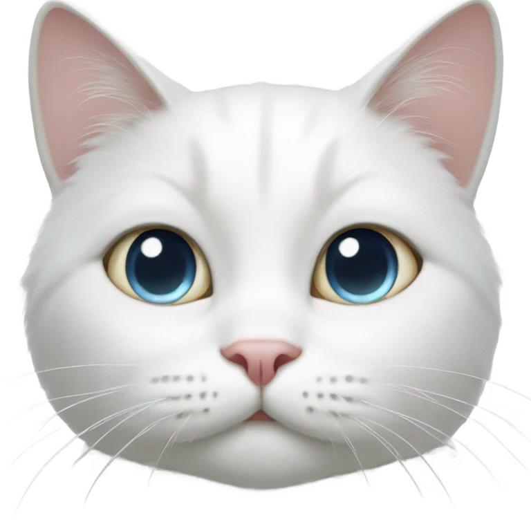 White cat with cute face and pleady eyes emoji