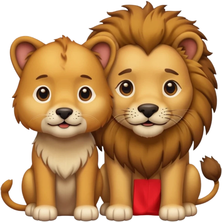 un perro con un león al lado  emoji
