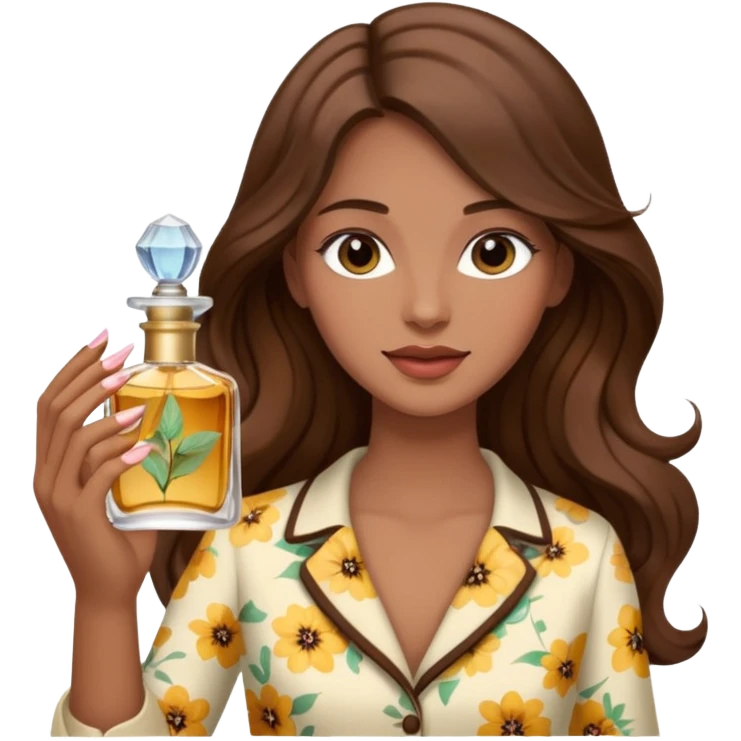 Half body pretty long hair woman holding parfume emoji