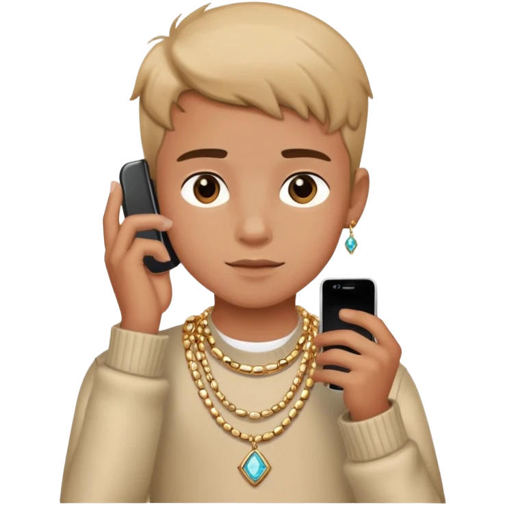 boy with phone and jewelry emoji