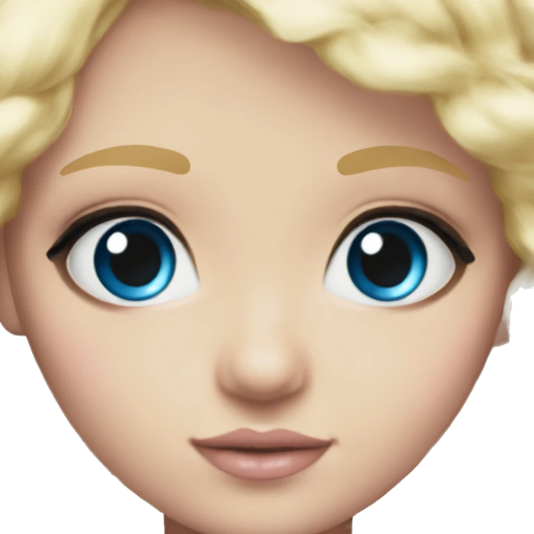 ocean blue doll eyes, blonde hair, feminine, pink, girl, angelic emoji