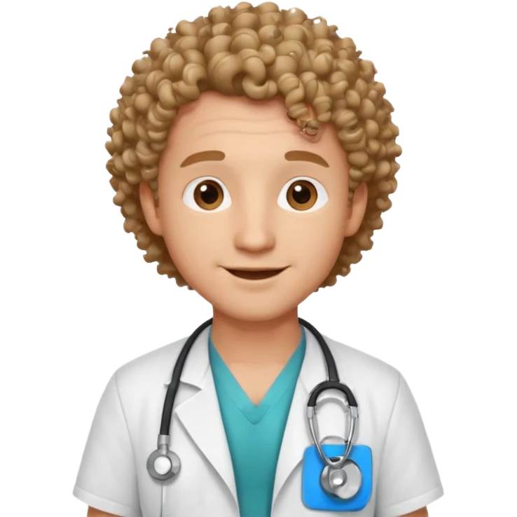 a male doctor with curly hair and cheerful face emoji