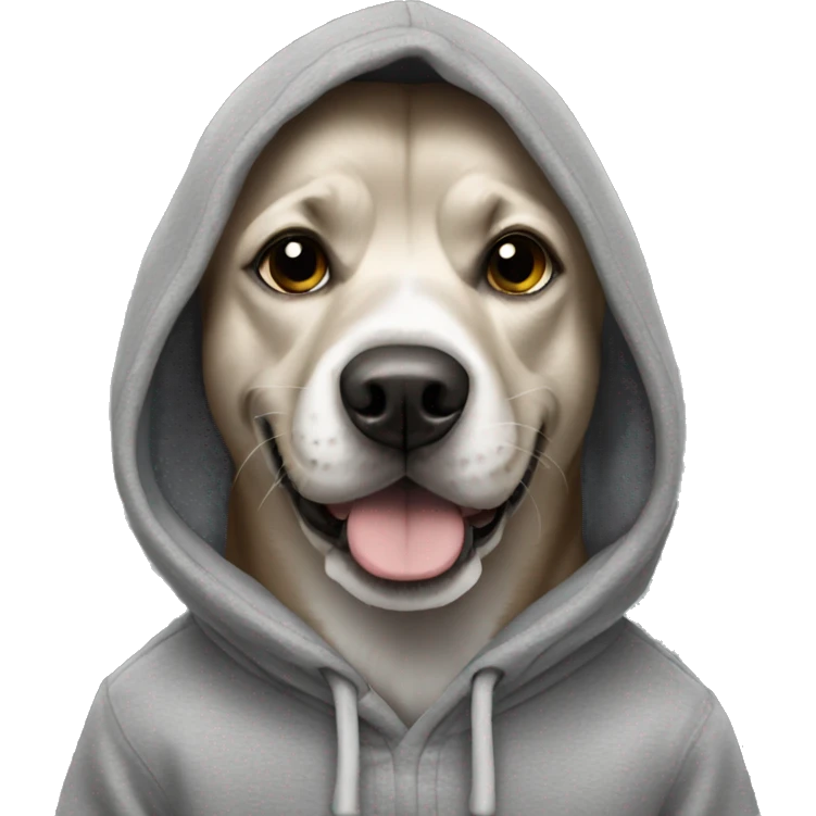 Dog wearing grey hoodie emoji
