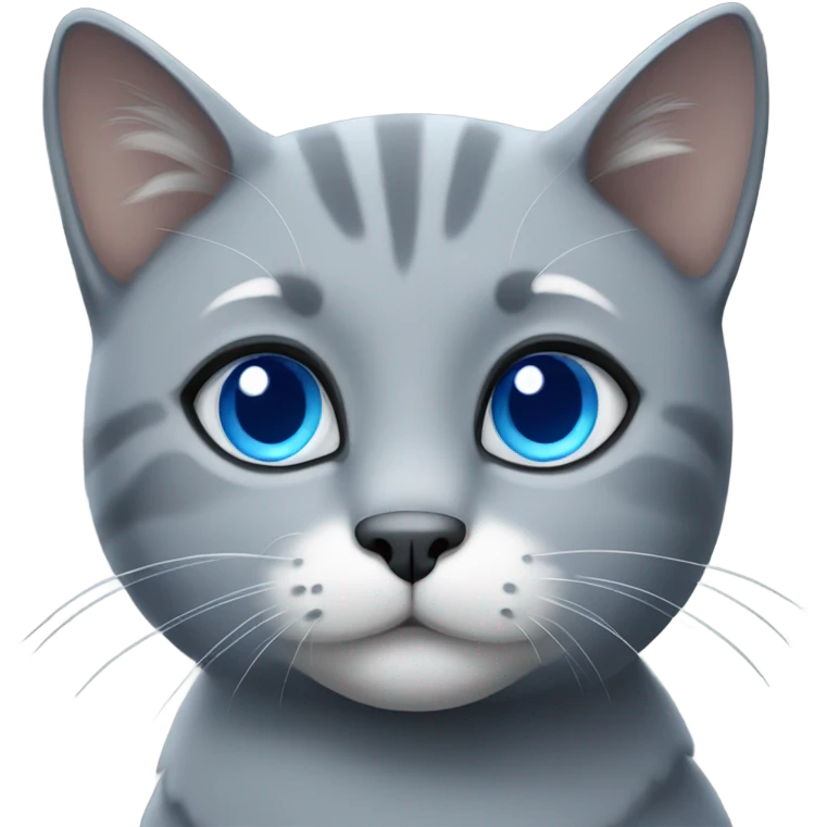 Grey cat with blue eyes emoji