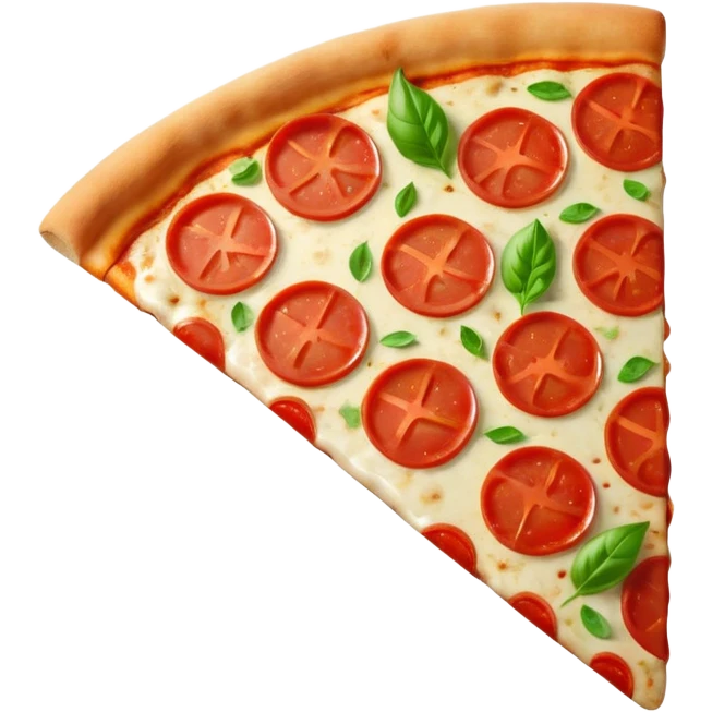 Italian cuisine HUMANLESS avatar in bright emoji-style illustration. Pizza slice or pasta, red green colors, simple shapes, flat design, cheerful and expressive. emoji