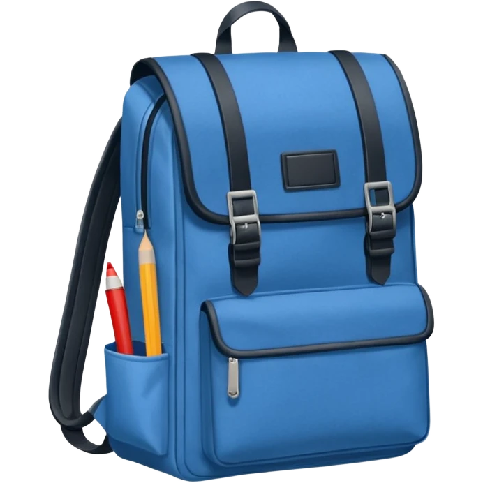 blue school bag and notebook pen emoji