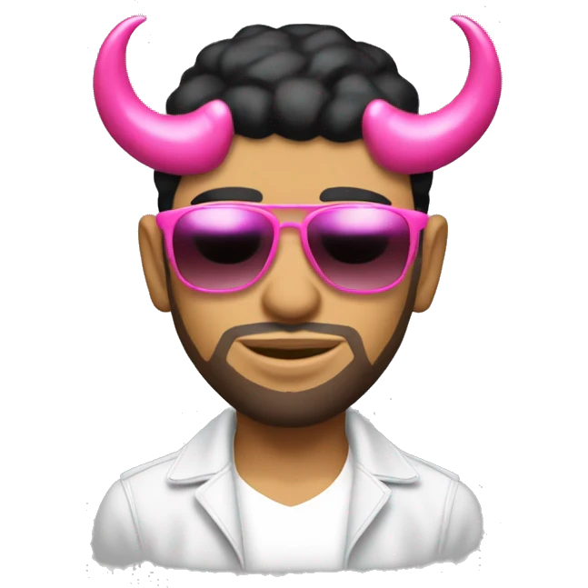anuel aa with two little devil horns and pink designer sunglasses emoji