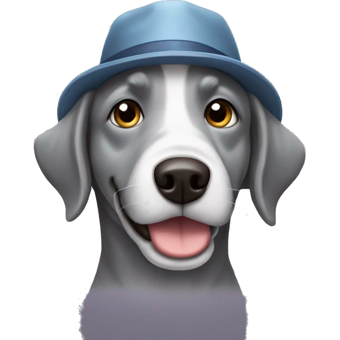 Pedro the gray dog all graybue eyes. Mstbe wearing a hat emoji