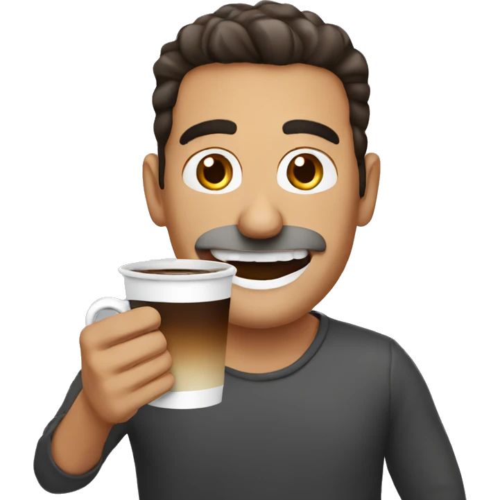 Armenian men with big white teeth holding coffee  emoji
