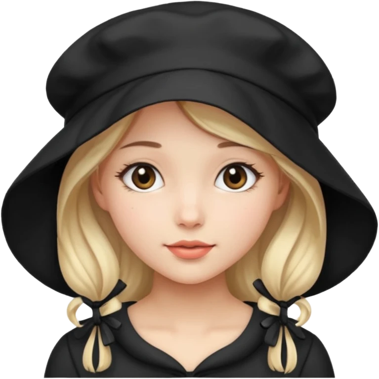 pretty girl wearing a black bonnet emoji