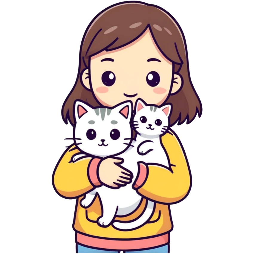 Girl holding cat  emoji