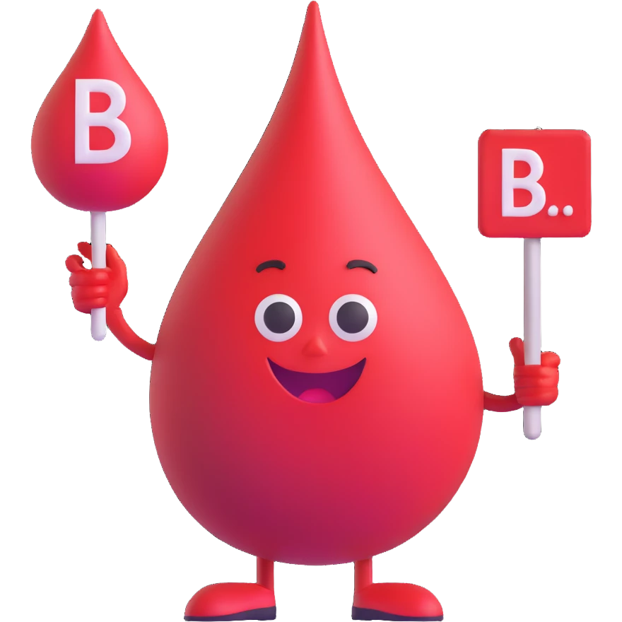 blood drop character holding a B.R.B. sign emoji