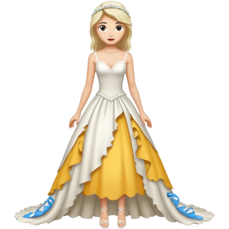 woman ripped wedding dress standing on foot emoji