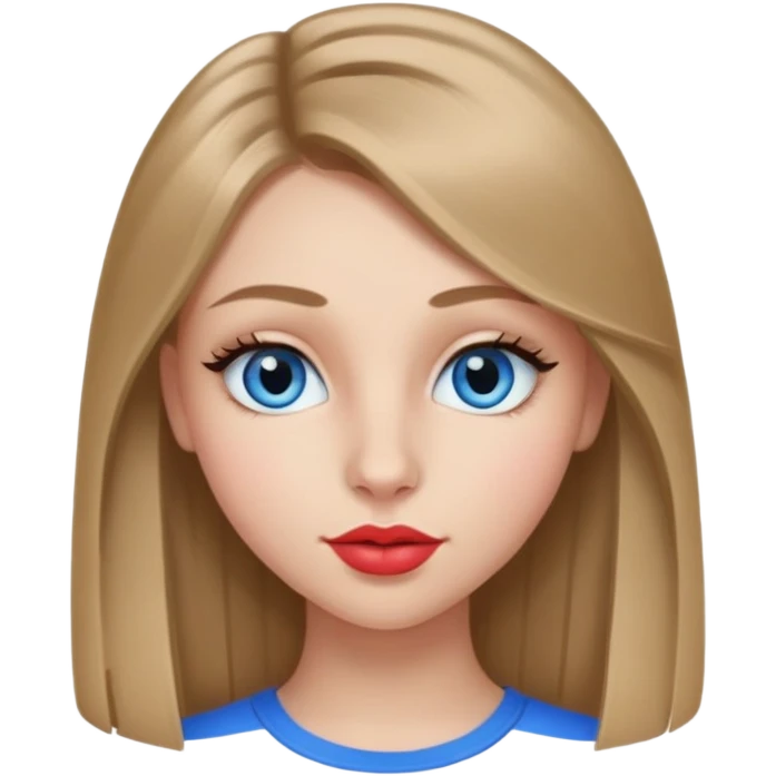 teenager girl with dark blonde hair long and straight with blue almond eyes and long lashes and french button nose and heart shaped lips emoji