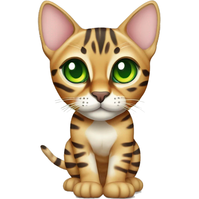 Bengal cat with green eyes full body emoji