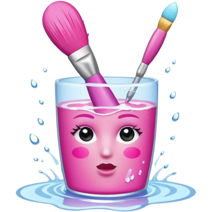 water Rinse pink makeup brush emoji