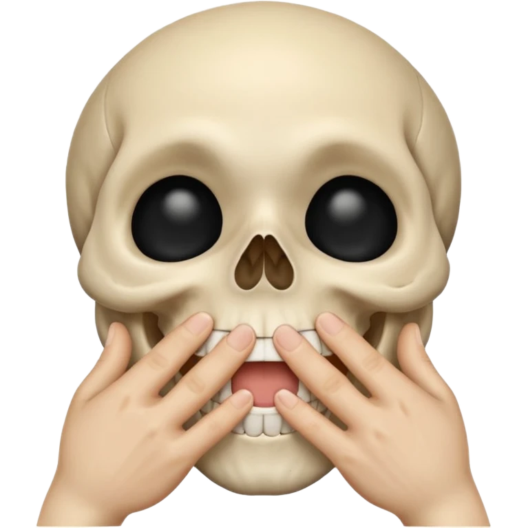 laughing skull, iOS emoji style, hand covering mouth, giggling, eyes closed, lighthearted emoji