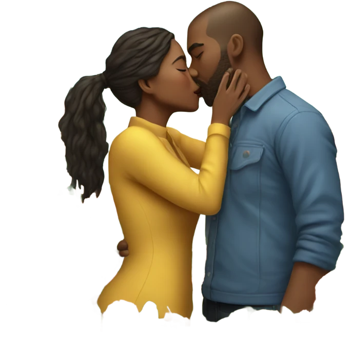 Hyper Realistic Couple kissing surrounded by flowers emoji