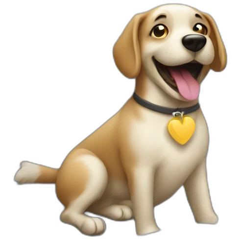 happy dog playing laptop on couch emoji