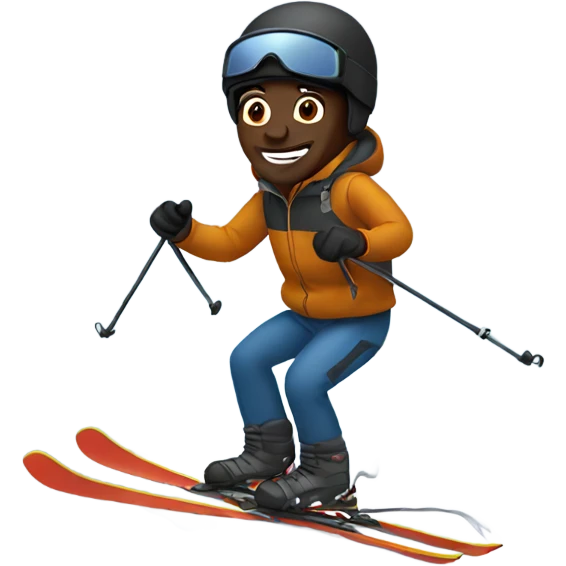 black man skiing emoji