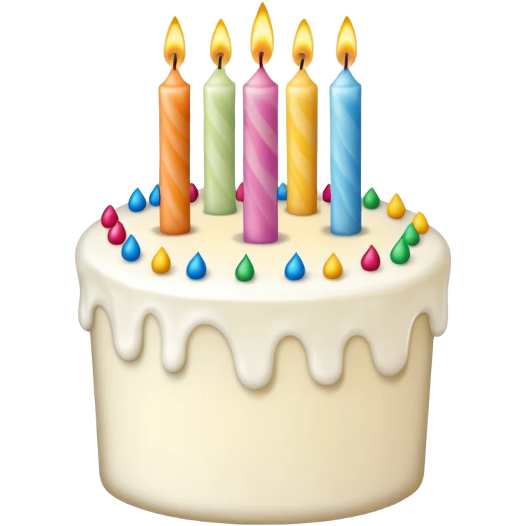 white candle with a birthday cake emoji
