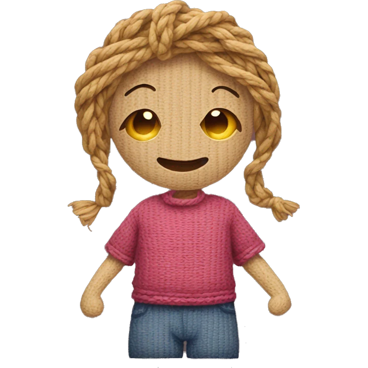Stitching cartoon with yarn emoji