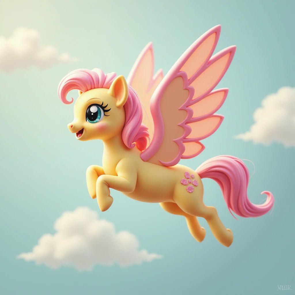 realistic style Fluttershy flying with wings spread emoji