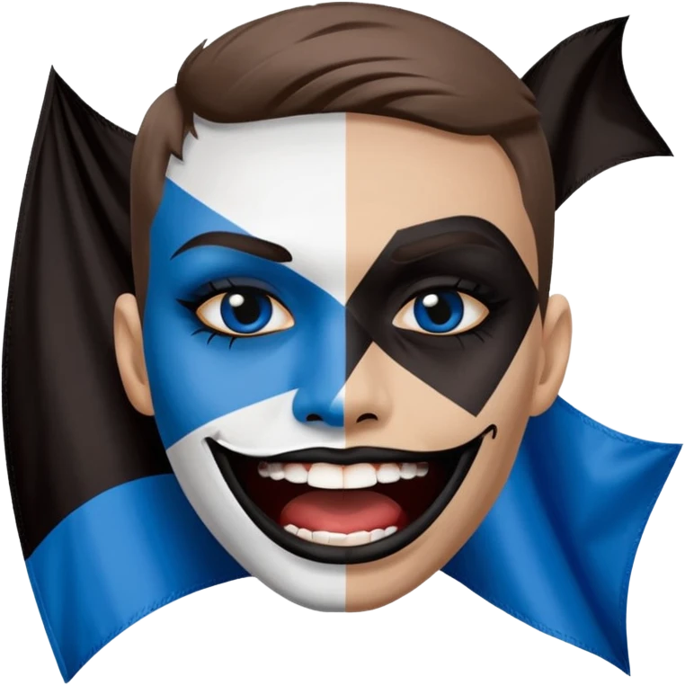 Blue white HSV Emoji bites black St. pauli flag with Rhombus  emoji