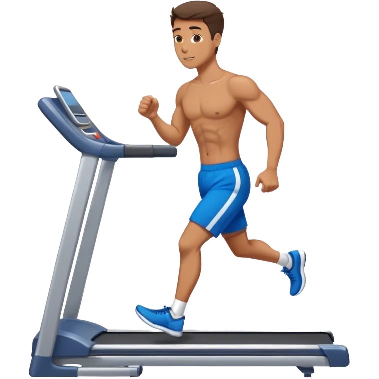 fit guy in blue shorts Treadmill emoji