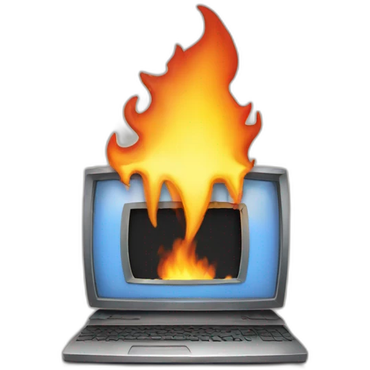 Burning computer emoji