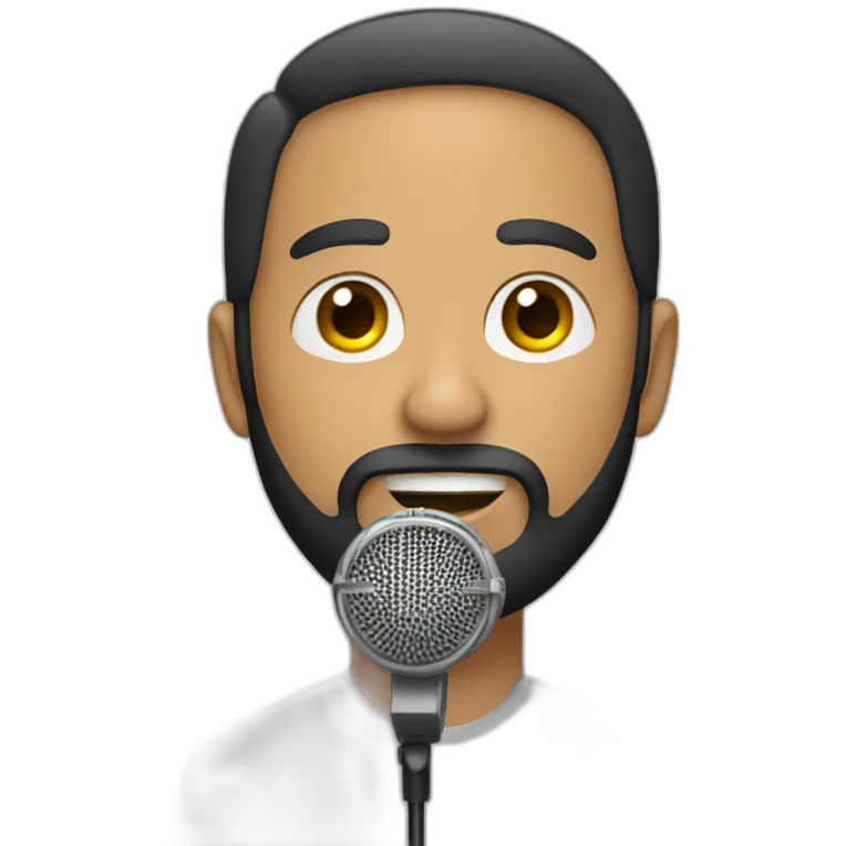 A man with a beard and a microphone emoji
