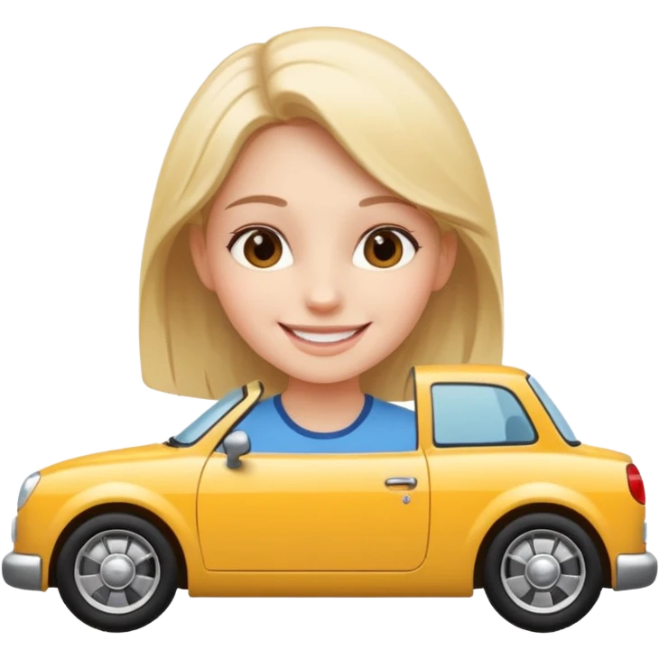 smiling girl by a car emoji