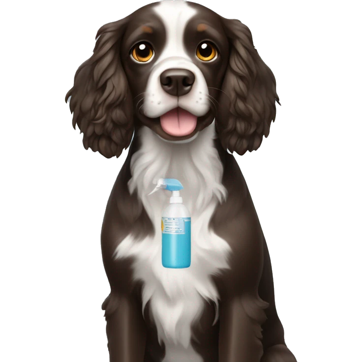 spaniel with spray in hands emoji