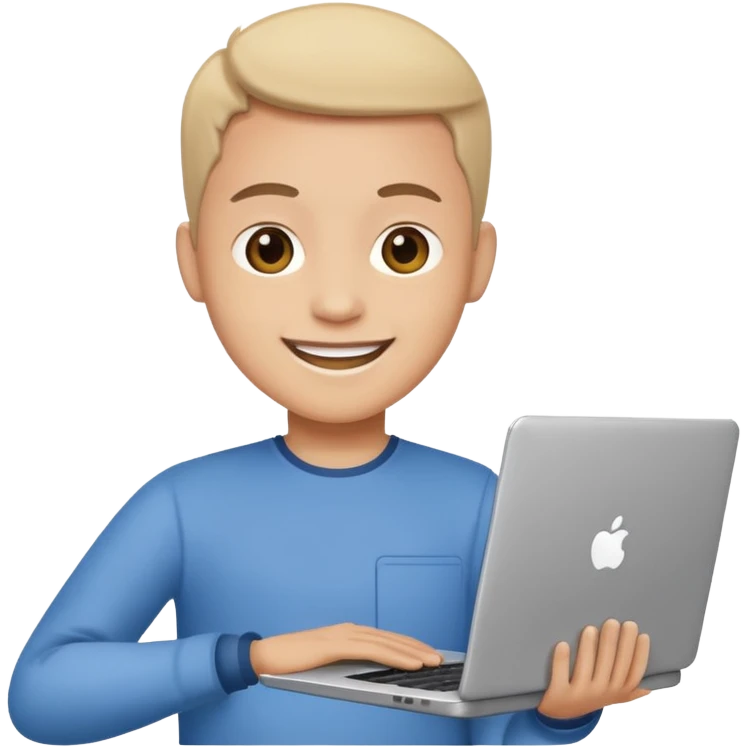 smiling person joining a team with tools or a laptop, symbolizing active participation and contribution emoji