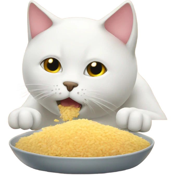 Un gato comiendo arroz emoji