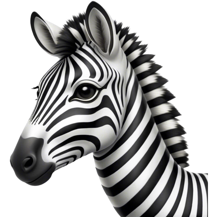 Cinematic Noble Zebra Portrait Emoji, Poised and regal, with a lean, elegant build and a striking Fur of bold black and white stripes, deep-set soulful piercing eyes, Simplified yet sharp and sophisticated features, highly detailed, glowing with a soft, dignified glow, high shine, intelligent and graceful, stylized with an air of savannah chic, focused and attentive, soft glowing outline, capturing the essence of a watchful and confident equine, so majestic it feels as though it could gallop out of the screen with effortless authority! emoji
