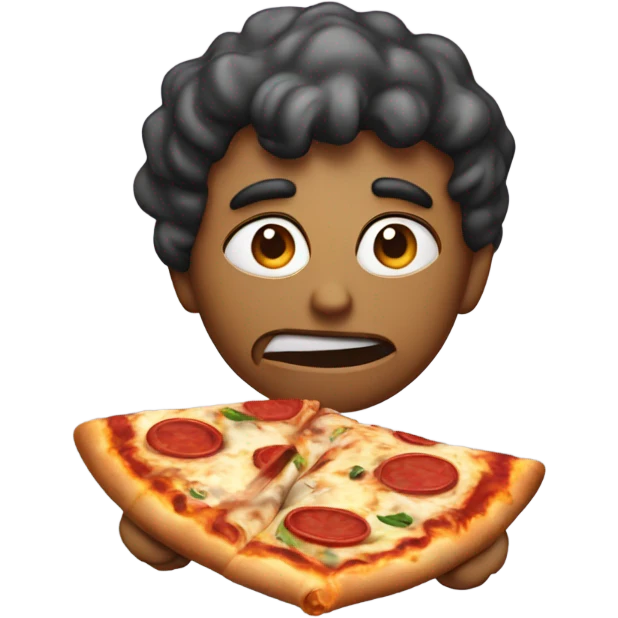 Mad eating a pizza waving  emoji