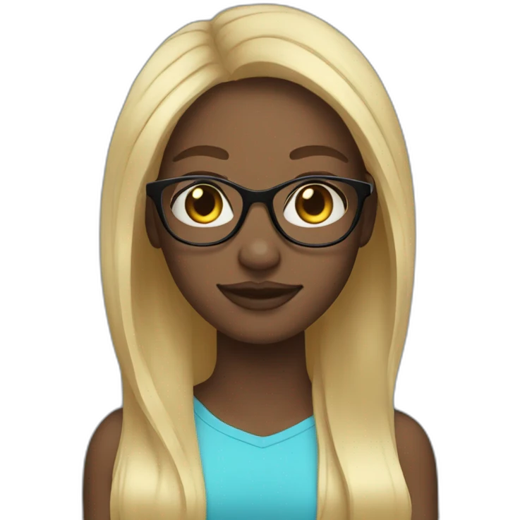 Black girl long blond hair blue eyes glasses emoji